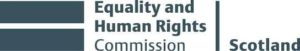 Equality and Human Rights Commission Scotland logo , green text on white background with symbol that looks like a 'equals' sign