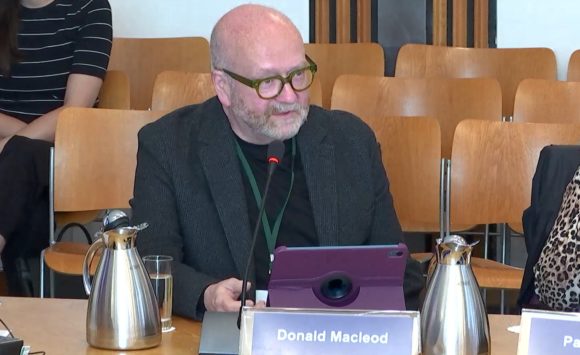 Donald Macleod appearing at Parliament committee